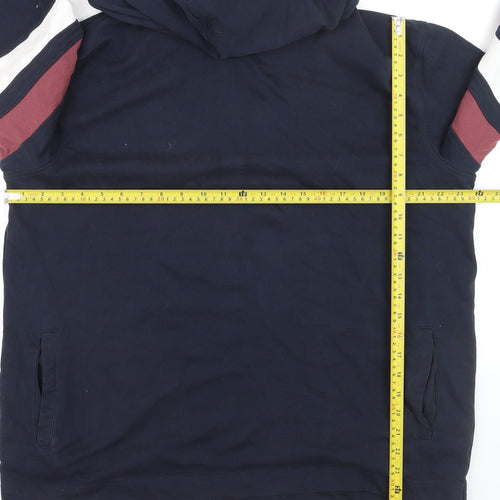 Avenue Men's Blue XL Pullover Hoodie with Striped Sleeves
