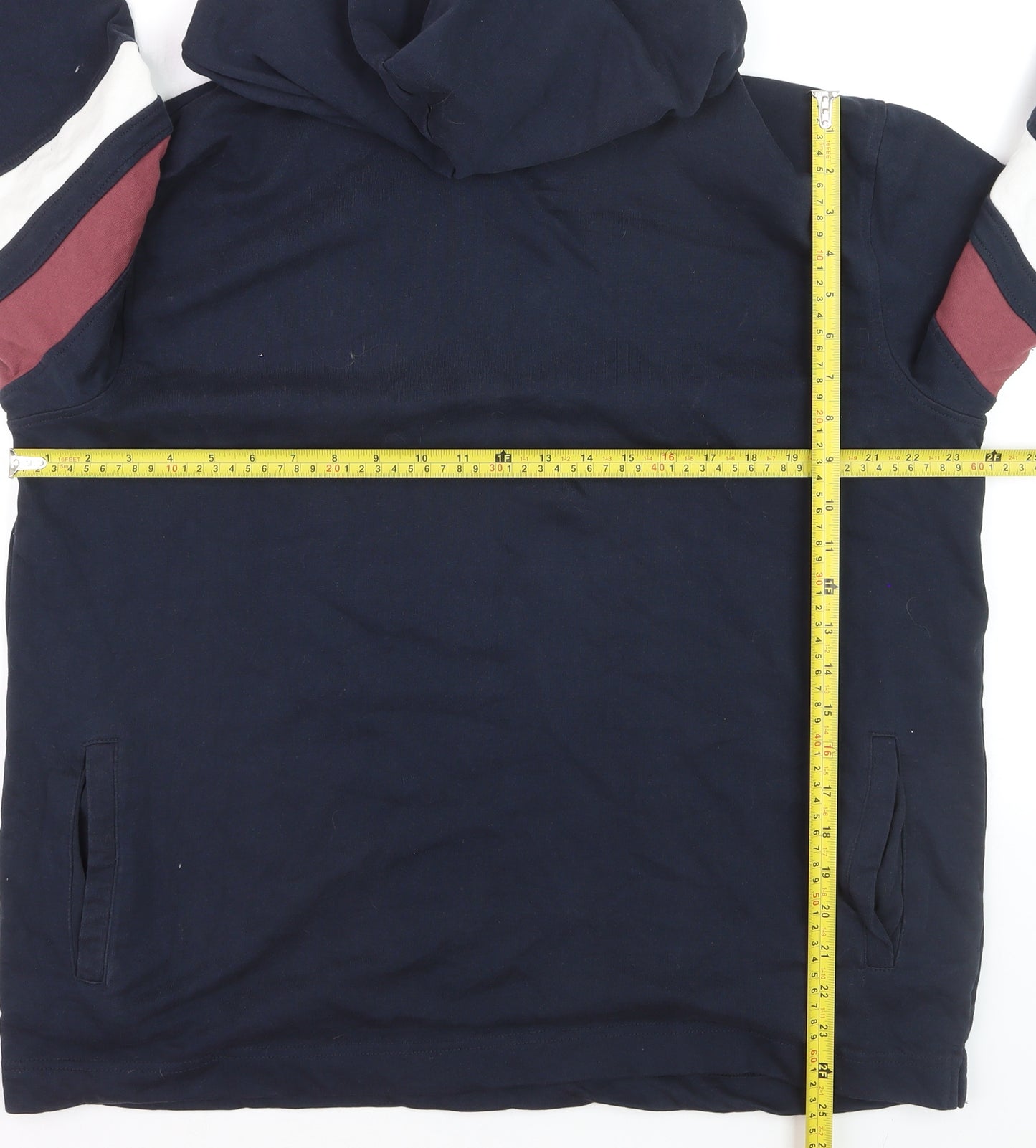 Avenue Men's Blue XL Pullover Hoodie with Striped Sleeves