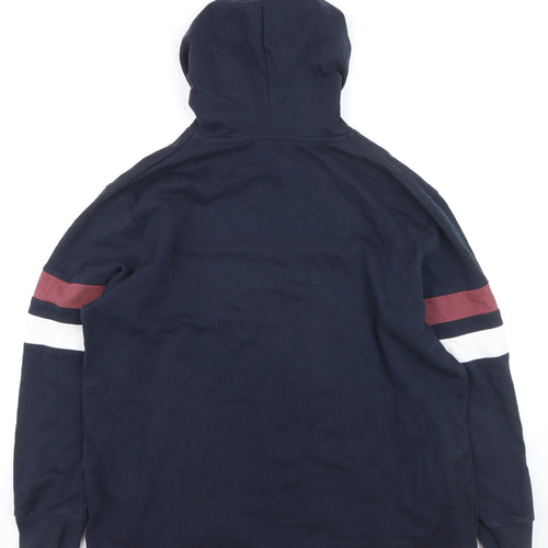 Avenue Men's Blue XL Pullover Hoodie with Striped Sleeves