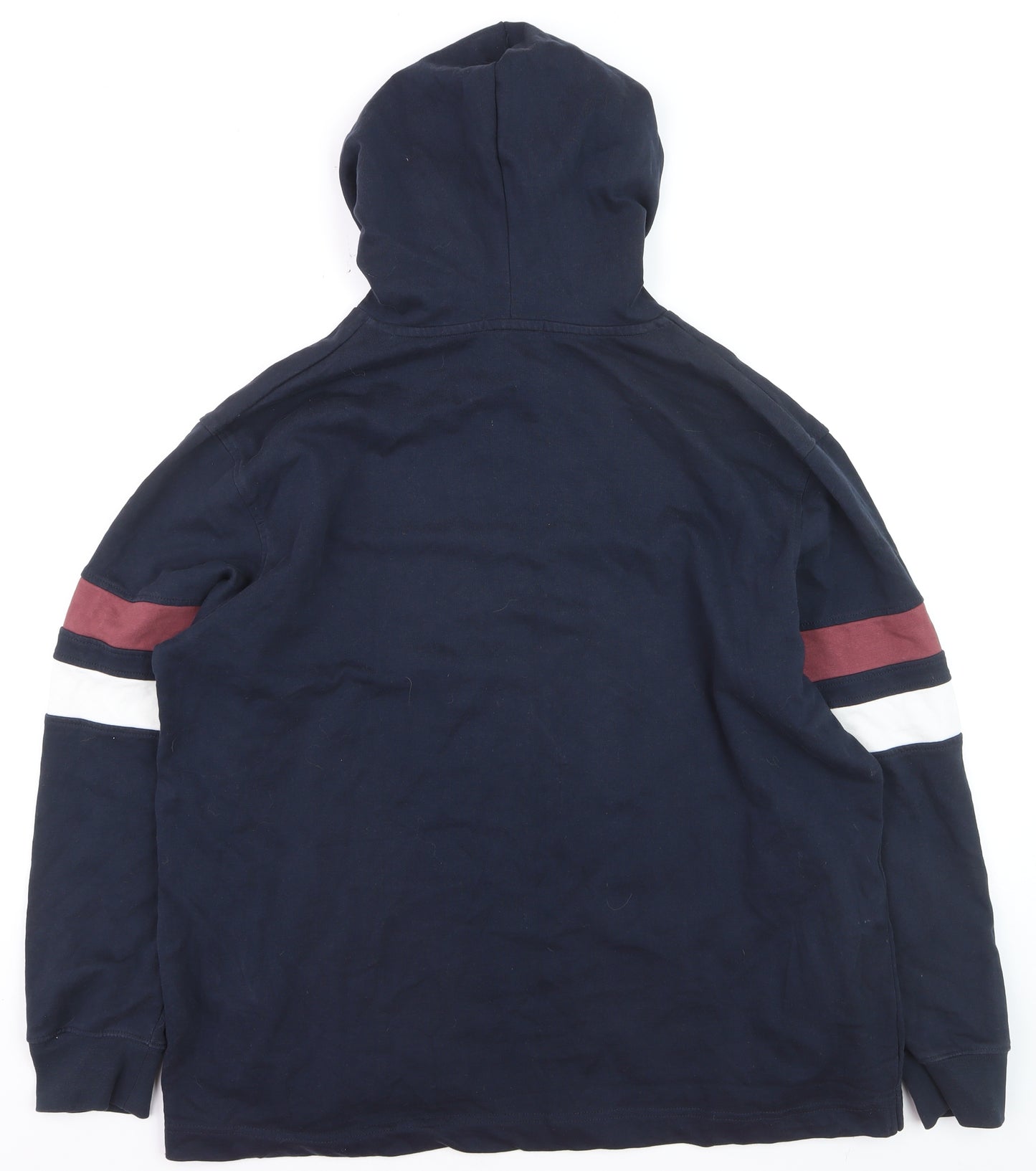 Avenue Men's Blue XL Pullover Hoodie with Striped Sleeves