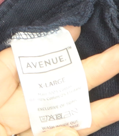 Avenue Men's Blue XL Pullover Hoodie with Striped Sleeves