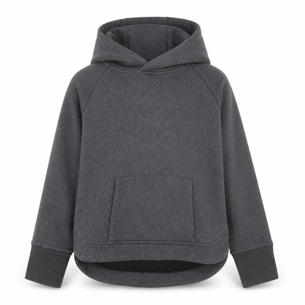 Front view of 90 Degree boys’ grey pullover hoodie l fleece lined cotton blend