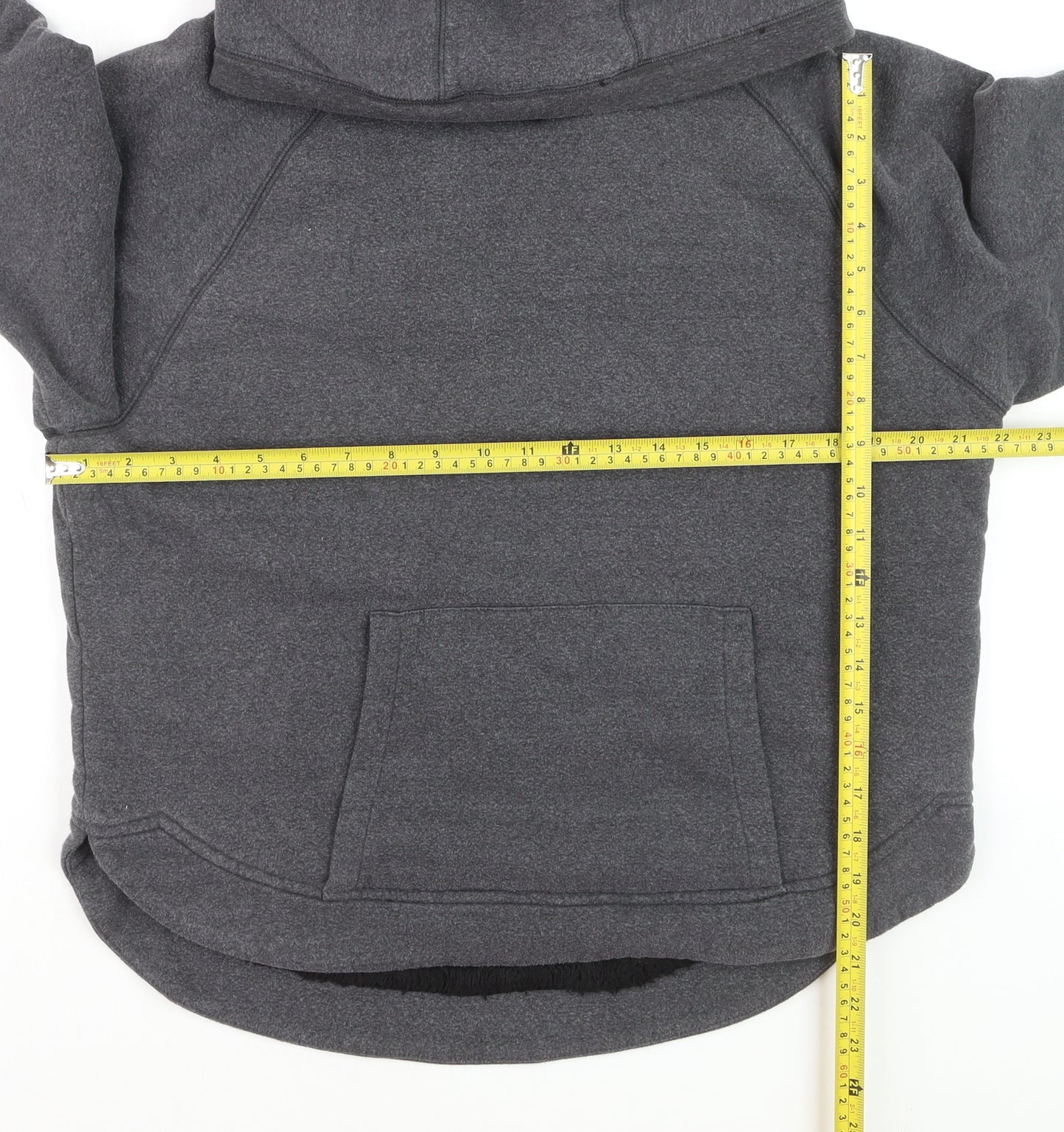 90 Degree Boys Grey Pullover Hoodie L Fleece Lined Cotton Blend