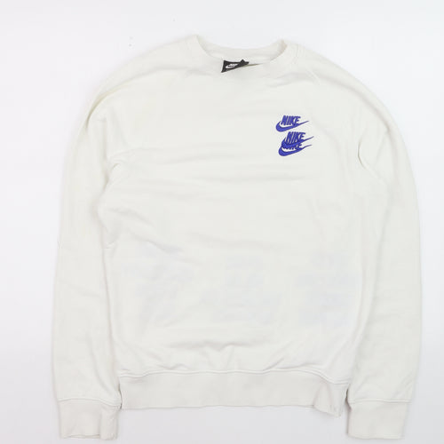Nike Men's White XS Pullover Sweatshirt with City Print and Embroidered Logo