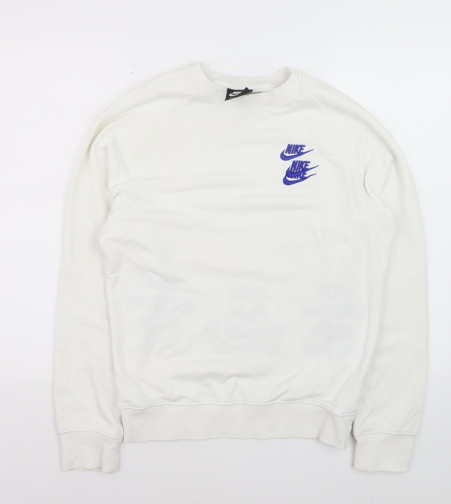 Nike Men's White XS Pullover Sweatshirt with City Print and Embroidered Logo
