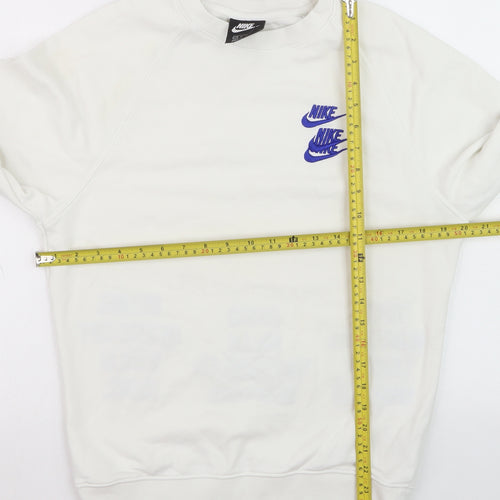 Nike Men's White XS Pullover Sweatshirt with City Print and Embroidered Logo
