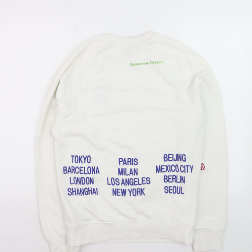 Nike Men's White XS Pullover Sweatshirt with City Print and Embroidered Logo