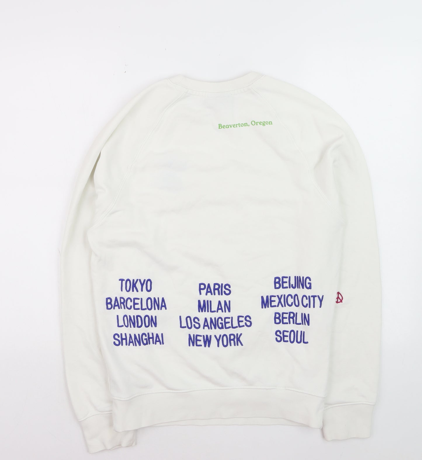 Nike Men's White XS Pullover Sweatshirt with City Print and Embroidered Logo
