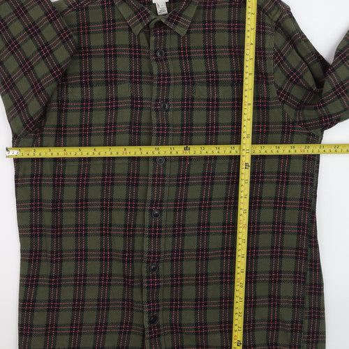 River Island Mens Green Checked Flannel Button-Up Shirt M