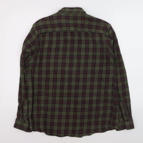 River Island Mens Green Checked Flannel Button-Up Shirt M