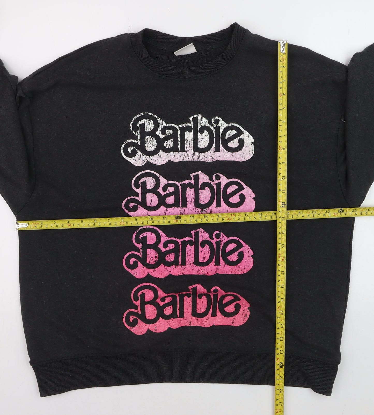Primark Women Black Barbie Graphic Cotton Sweatshirt Size 12/14