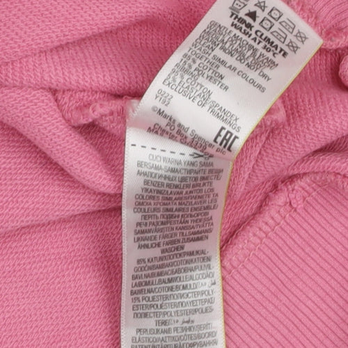 Marks and Spencer Women Pink Size 12 Pullover Hoodie Cotton Blend