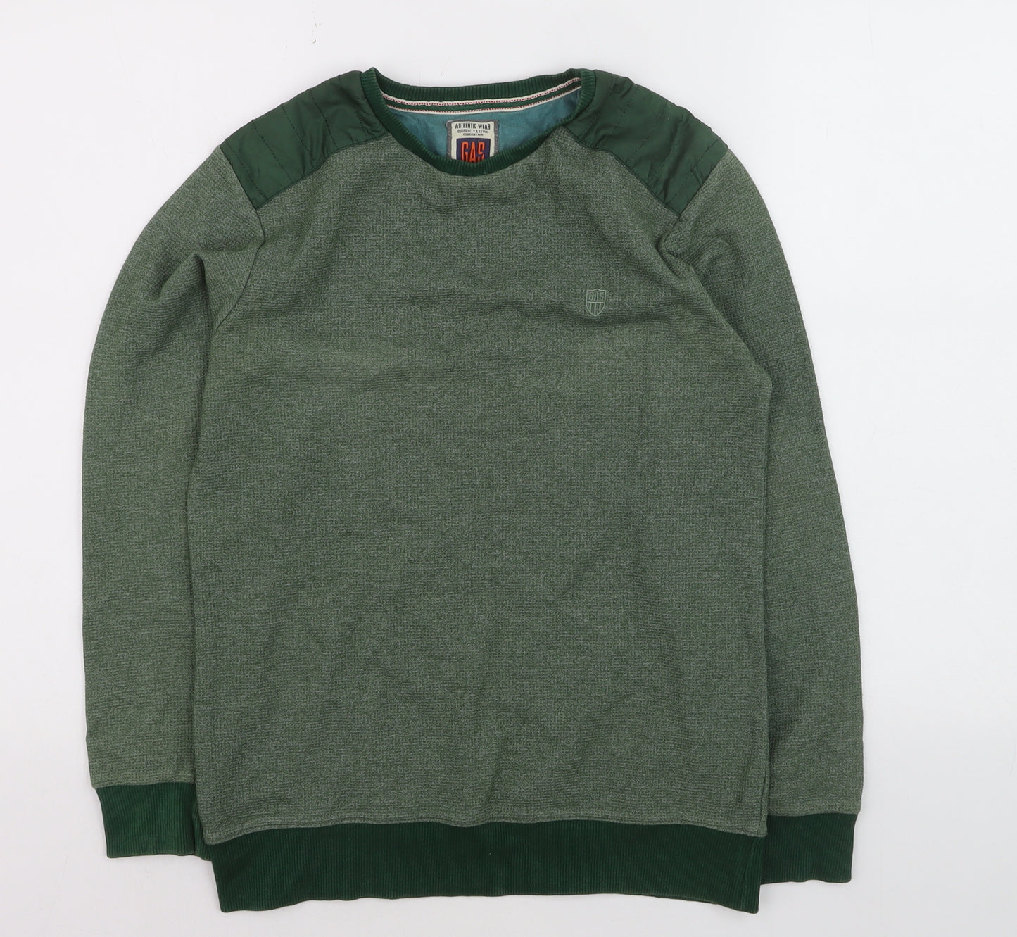 GAS Men's Green Cotton Blend Crew Neck Pullover Jumper Size S