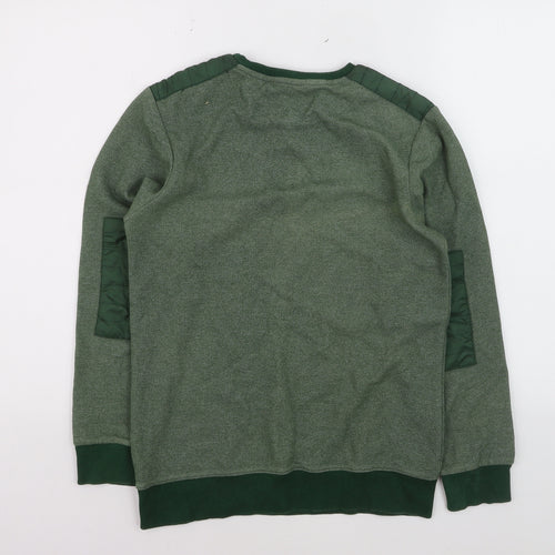 GAS Men's Green Cotton Blend Crew Neck Pullover Jumper Size S