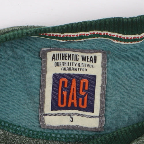 GAS Men's Green Cotton Blend Crew Neck Pullover Jumper Size S