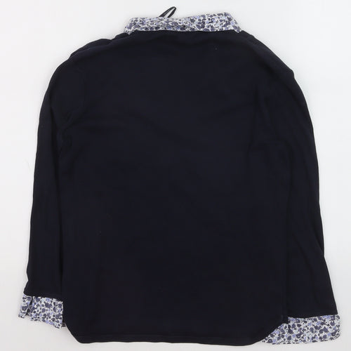 Maine New England Women's Blue Floral V-Neck Cotton Jumper Size 10