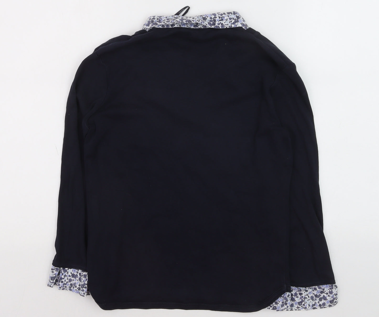 Maine New England Women's Blue Floral V-Neck Cotton Jumper Size 10