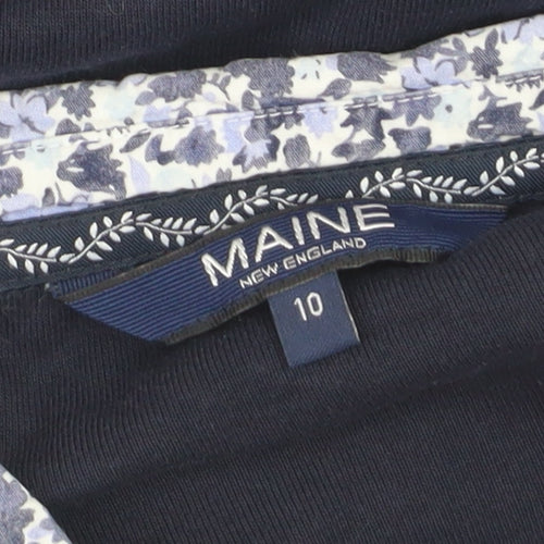 Maine New England Women's Blue Floral V-Neck Cotton Jumper Size 10
