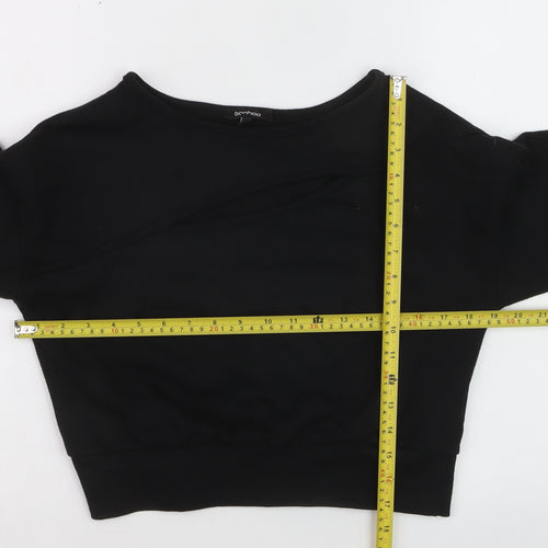 Boohoo Women Black Size 8 Cut-Out Sleeve Pullover Jumper