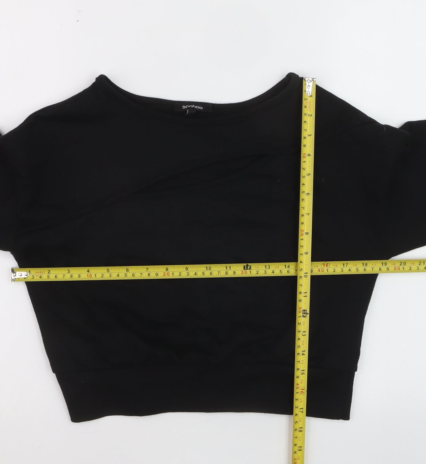 Boohoo Women Black Size 8 Cut-Out Sleeve Pullover Jumper