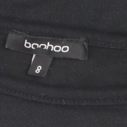 Boohoo Women Black Size 8 Cut-Out Sleeve Pullover Jumper