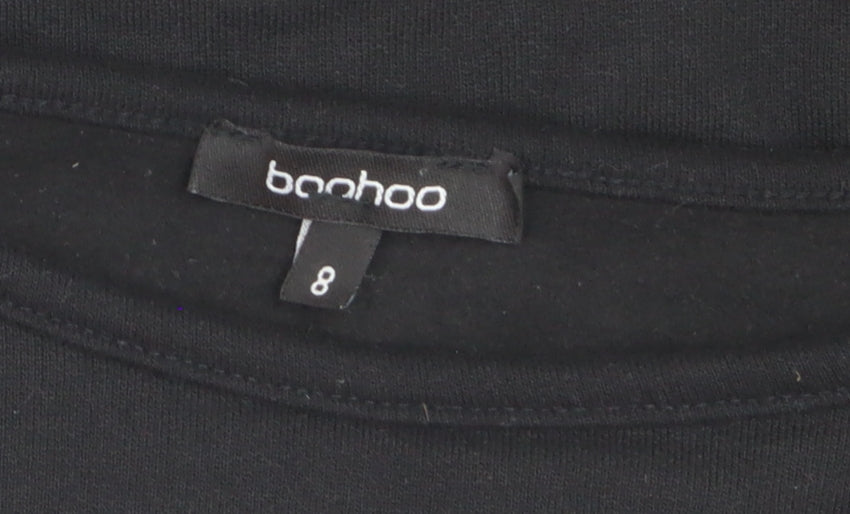 Boohoo Women Black Size 8 Cut-Out Sleeve Pullover Jumper