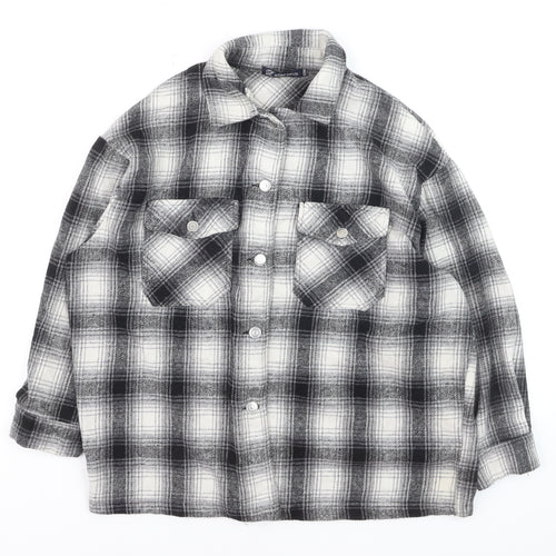 Olivier Vente Womens Grey Check Flannel Cardigan S Relaxed Fit