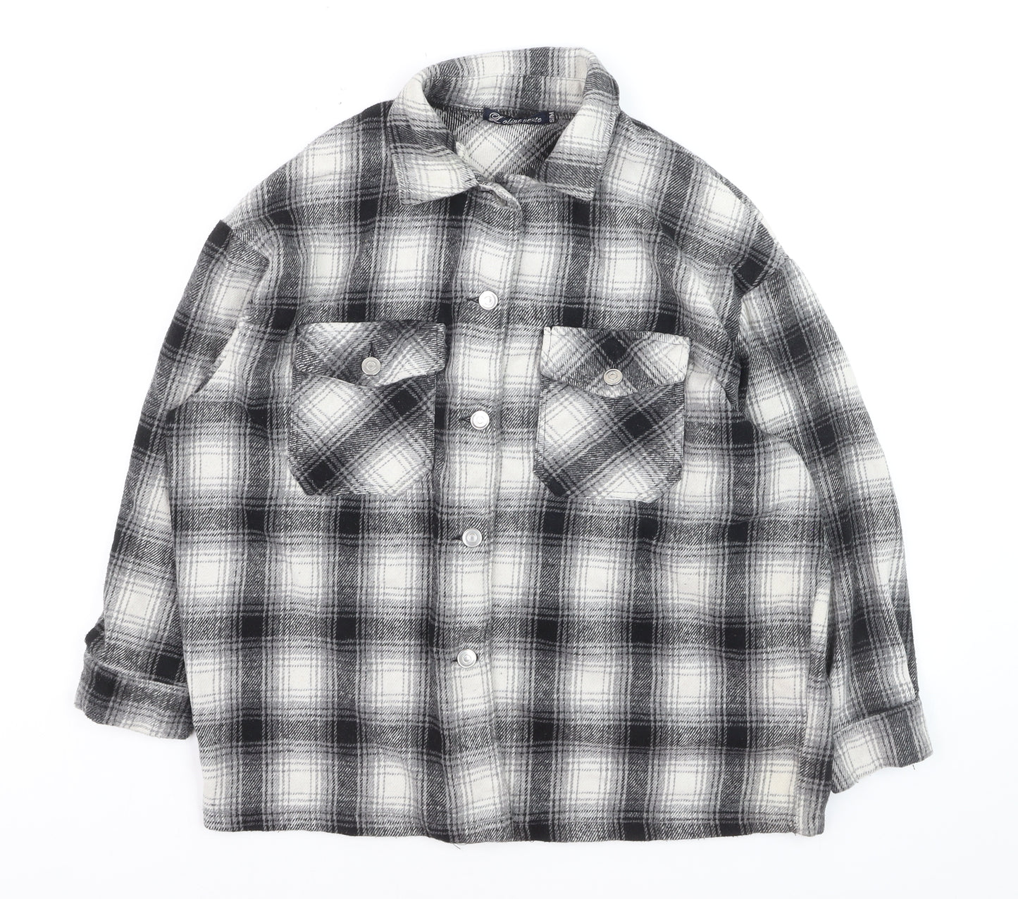 Olivier Vente Womens Grey Check Flannel Cardigan S Relaxed Fit