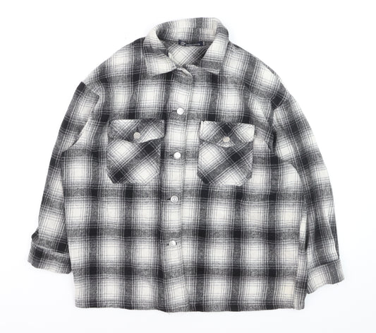 Olivier Vente Womens Grey Check Flannel Cardigan S Relaxed Fit