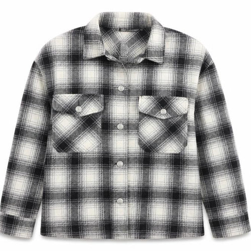 Olivier Vente Womens Grey Check Flannel Cardigan S Relaxed Fit