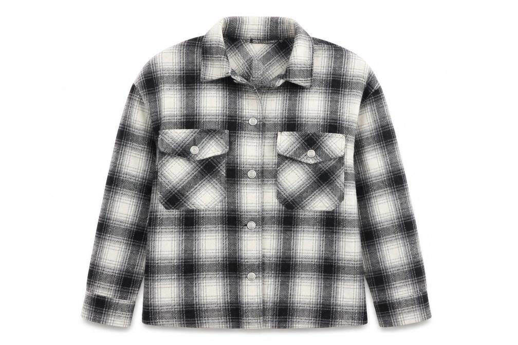 Olivier Vente Womens Grey Check Flannel Cardigan S Relaxed Fit