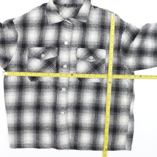 Olivier Vente Womens Grey Check Flannel Cardigan S Relaxed Fit