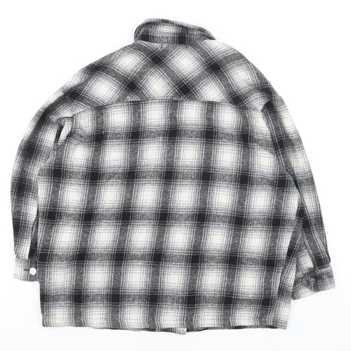 Olivier Vente Womens Grey Check Flannel Cardigan S Relaxed Fit
