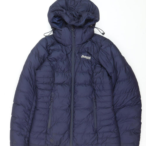 Bergans of Norway Womens Blue XS Puffer Jacket Hooded Down Winter Coat
