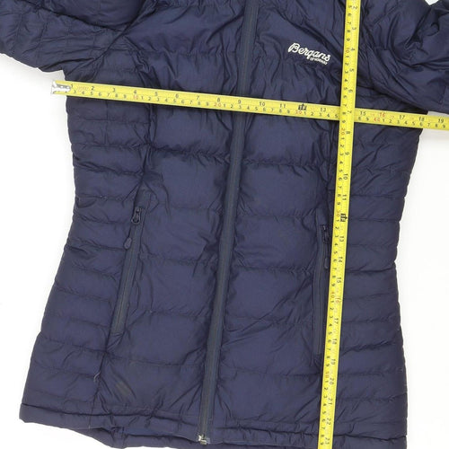 Bergans of Norway Womens Blue XS Puffer Jacket Hooded Down Winter Coat