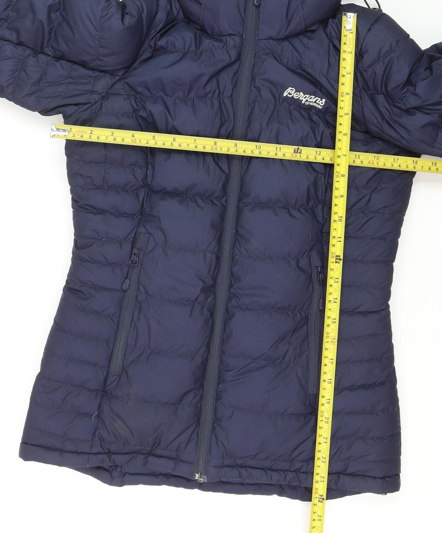Bergans of Norway Womens Blue XS Puffer Jacket Hooded Down Winter Coat