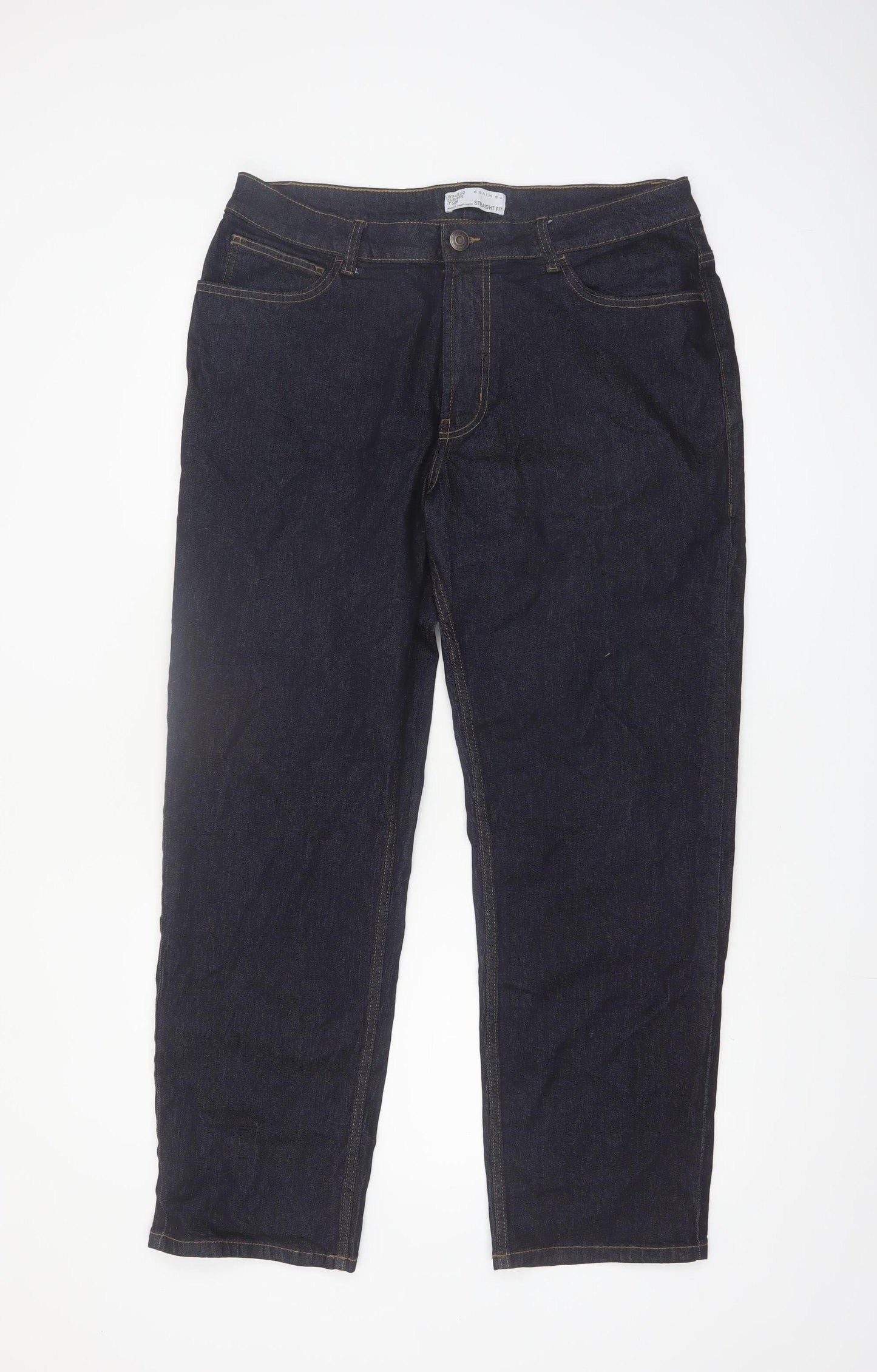 Denim Co Men's Blue Straight Fit Jeans W34 L32 Cotton Blend