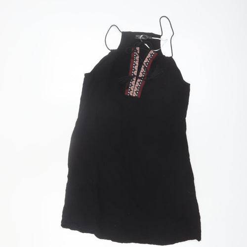 Esmara Women Black Embroidered Halter Shift Dress Size 10