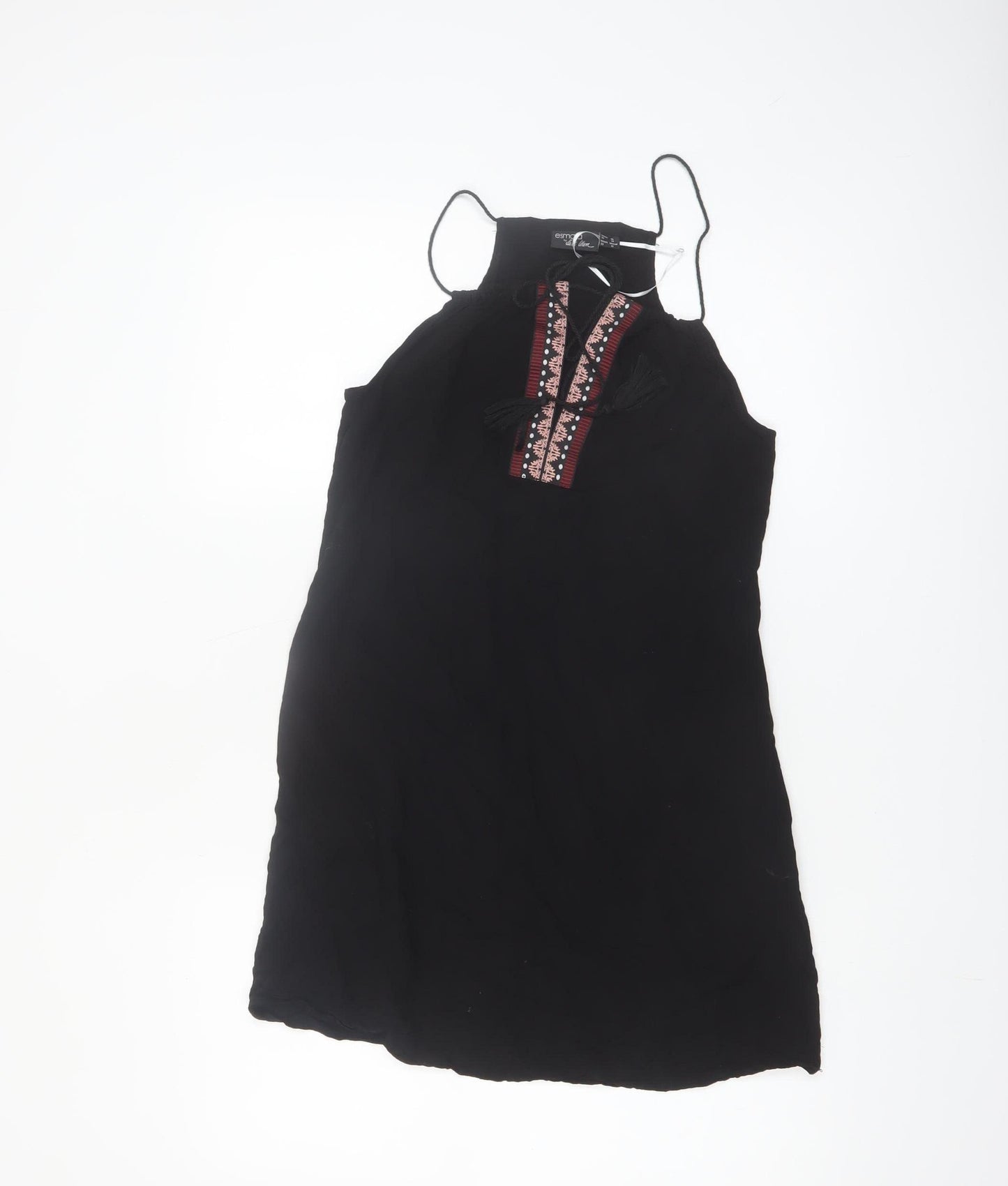 Esmara Women Black Embroidered Halter Shift Dress Size 10