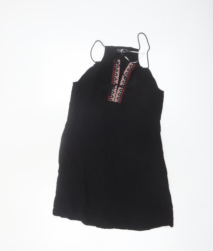 Esmara Women Black Embroidered Halter Shift Dress Size 10