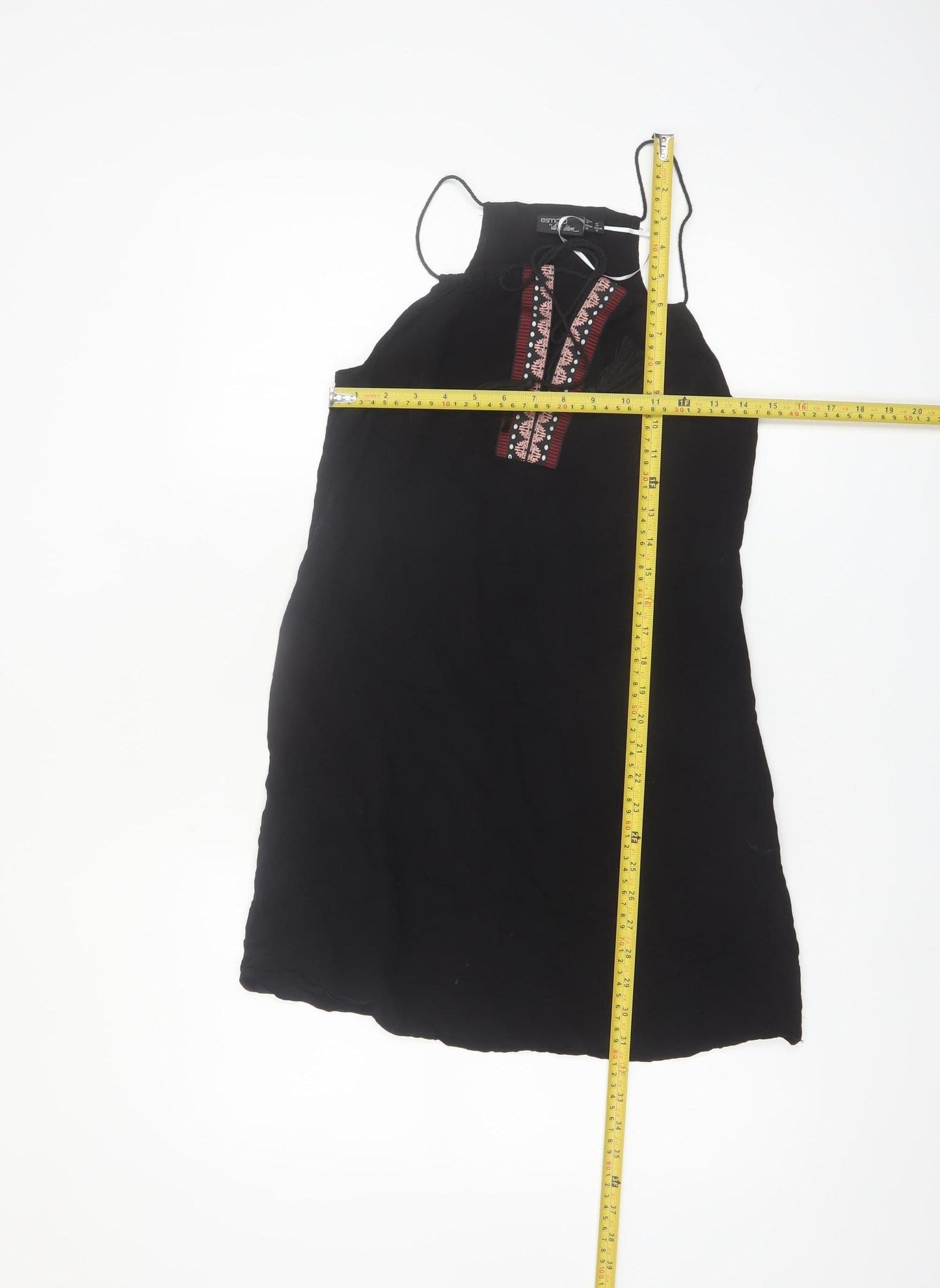 Esmara Women Black Embroidered Halter Shift Dress Size 10