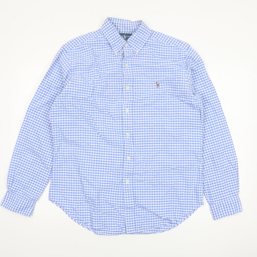 Ralph Lauren Men's Blue Gingham Classic Fit Cotton Button-Up Shirt Size M