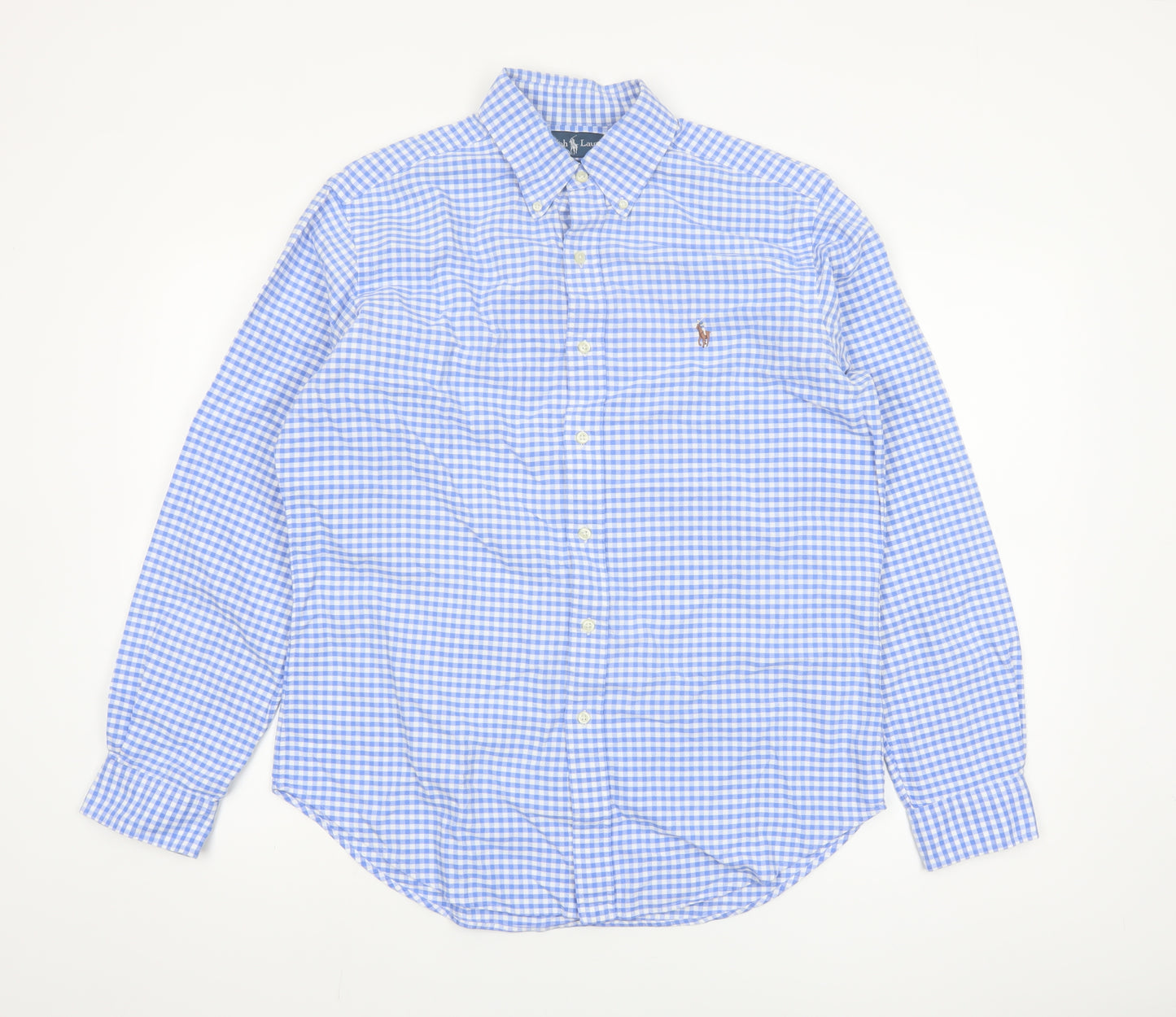 Ralph Lauren Men's Blue Gingham Classic Fit Cotton Button-Up Shirt Size M