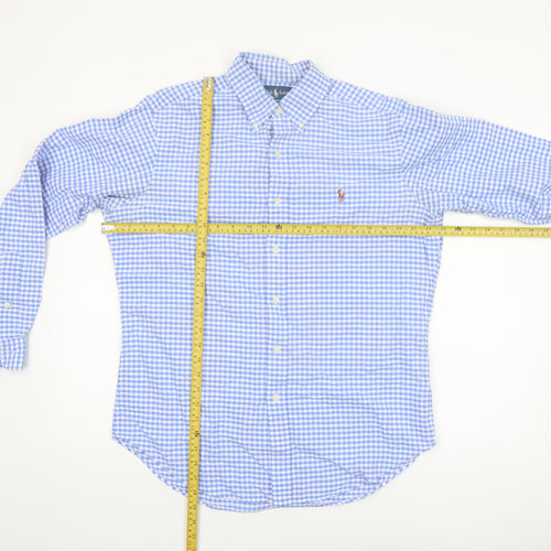 Ralph Lauren Men's Blue Gingham Classic Fit Cotton Button-Up Shirt Size M