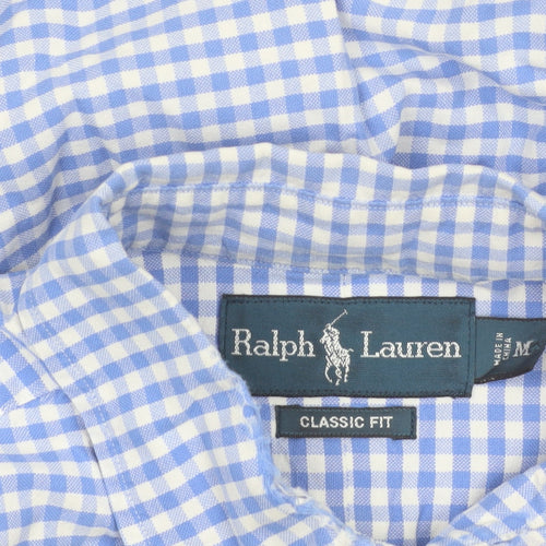 Ralph Lauren Men's Blue Gingham Classic Fit Cotton Button-Up Shirt Size M