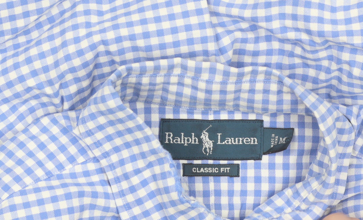 Ralph Lauren Men's Blue Gingham Classic Fit Cotton Button-Up Shirt Size M