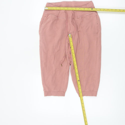Crivit Women Pink Sweat Shorts M Cotton Stretch Drawstring Pockets