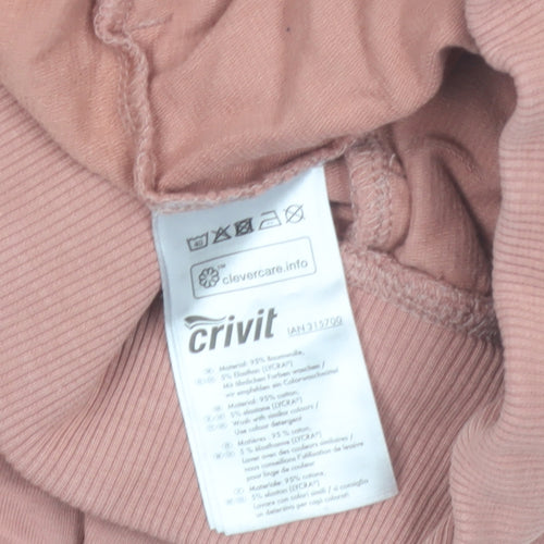 Crivit Women Pink Sweat Shorts M Cotton Stretch Drawstring Pockets