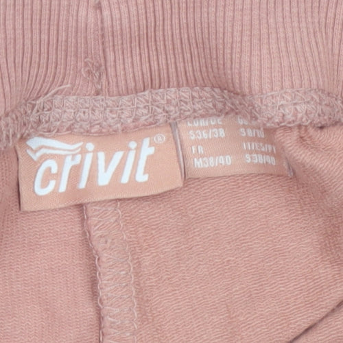 Crivit Women Pink Sweat Shorts M Cotton Stretch Drawstring Pockets