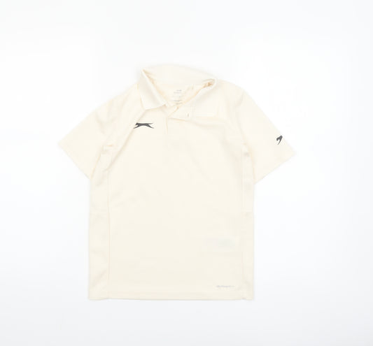 Slazenger Boys Beige Polo Shirt 9-10 Years Sports Top Lightweight